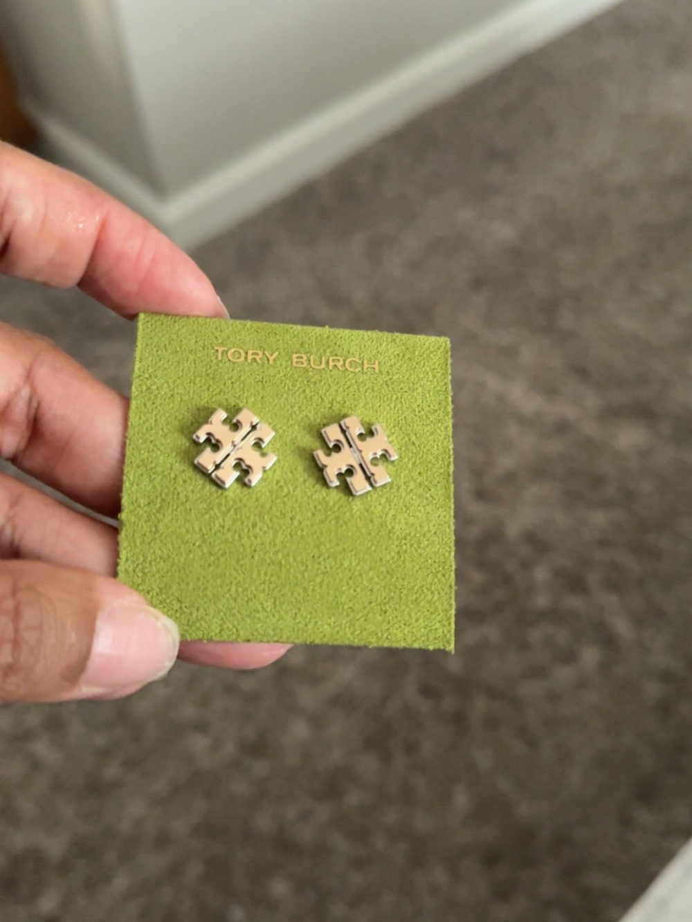 Tory Burch Gold Double-T Logo Stud Earrings